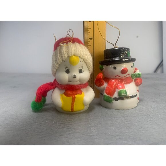 Vintage Porcelain Snowman & Baby Ornament Set - Picture 7 of 9